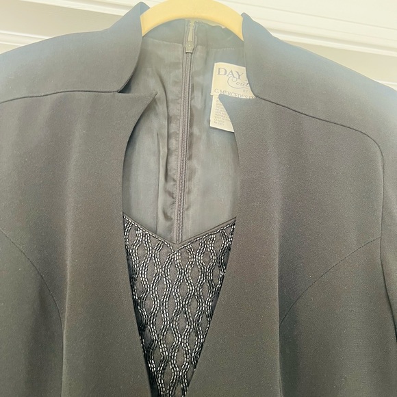 Black size 6 suit dress with slit by Damon Couture - Picture 2 of 7